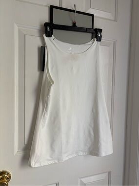 Women’s White Sleeveless compression Satin Tank Top